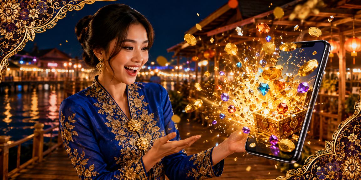 Wanita Malaysia dari Sabah dalam baju kurung menyemak nombor loteri 4D melalui telefon pintar 190e